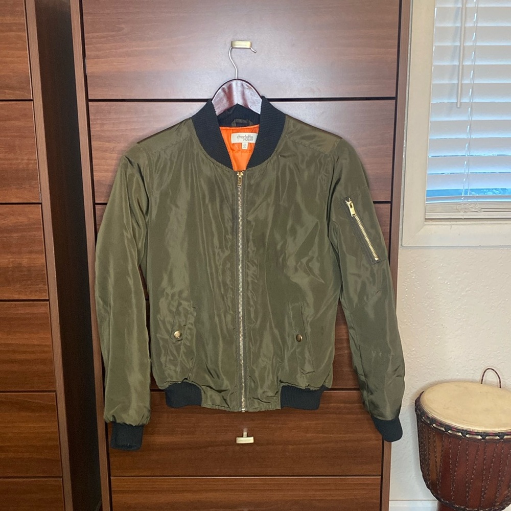 Vintage Army Green Bomber Jacket by Charlotte Russe Size XS